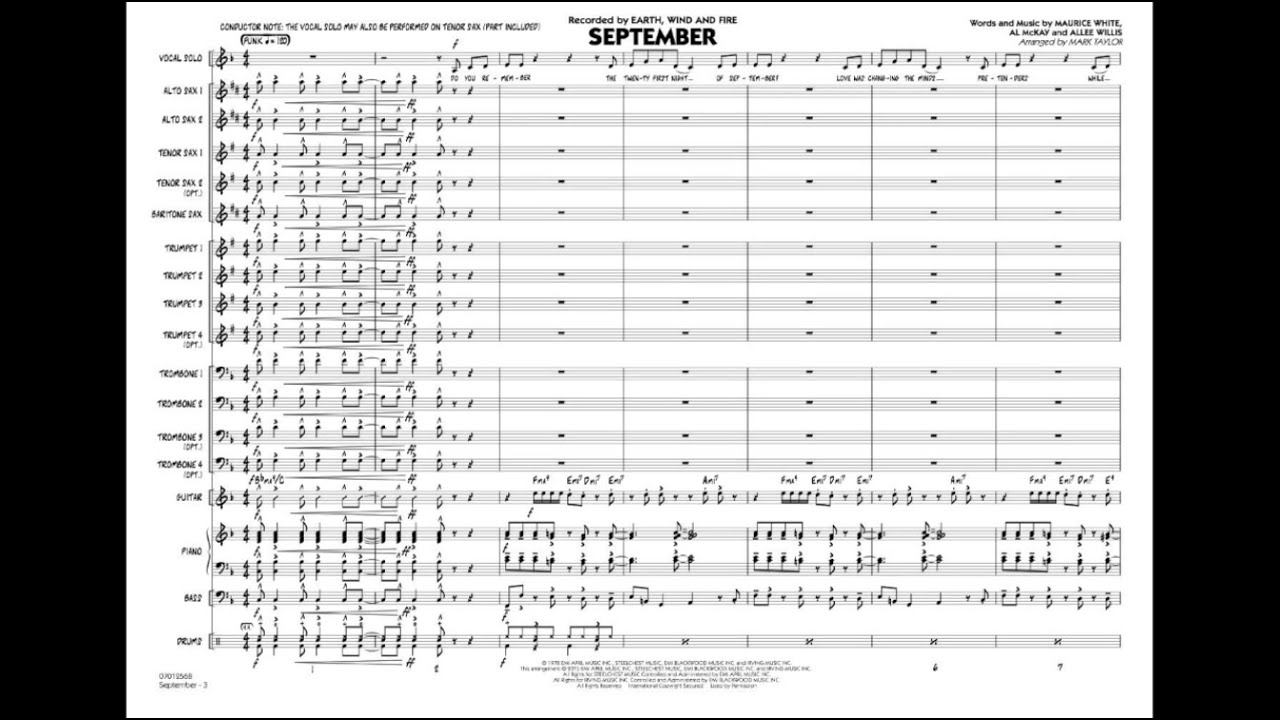 September arranged by Mark Taylor
