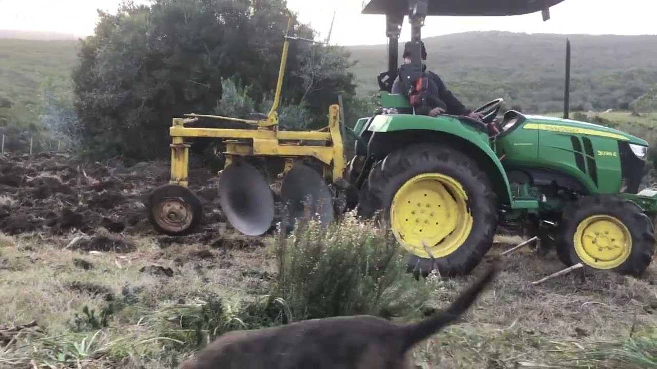 John Deere 3036E con Arado Reversible  de Disco