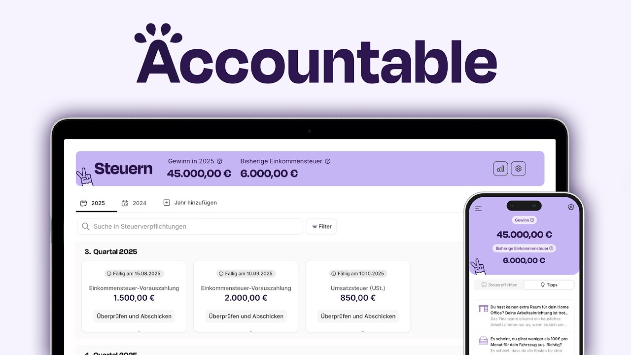 Wie funktioniert Accountable? (Tutorial): Steuern, Buchhaltung und Banking an einem Ort