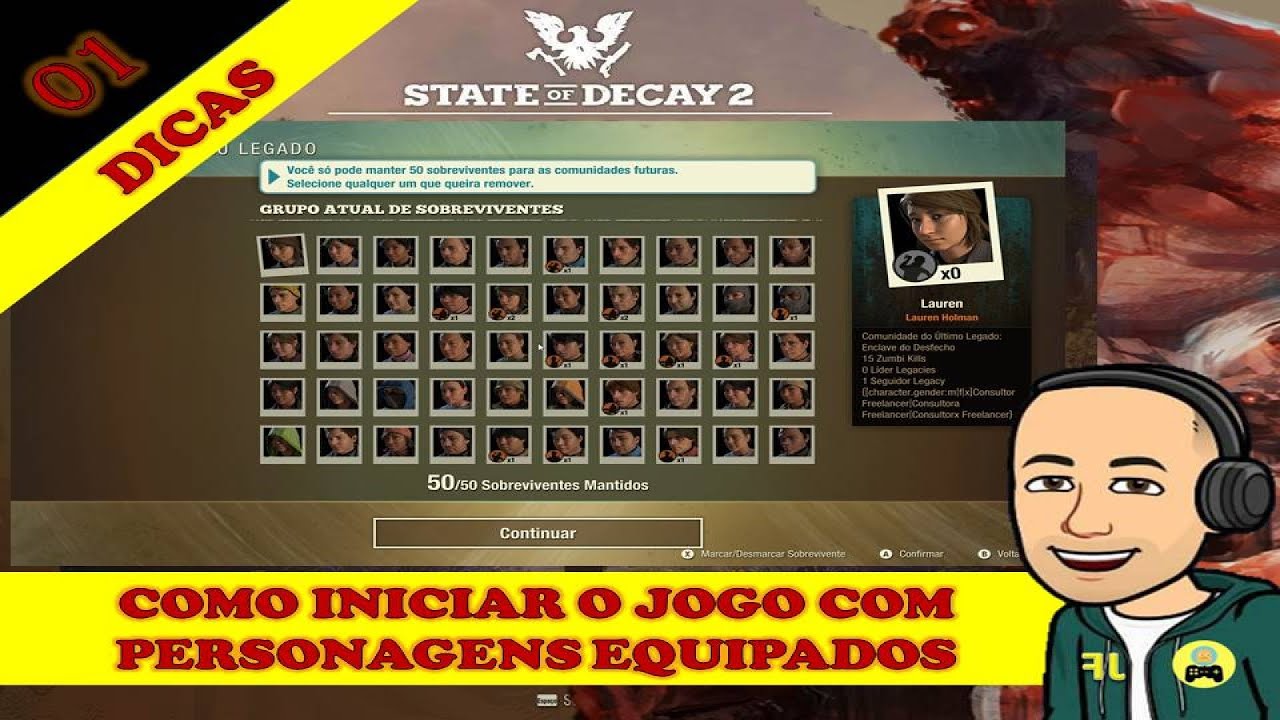 State of Decay 2 - Como iniciar o jogo com personagens equipados - Dica 01