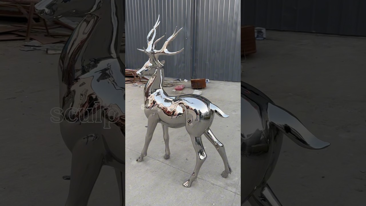 Deer made of stainless steel #artwork #sculpture #skulpture # Landscape Sculpture# Art Installation