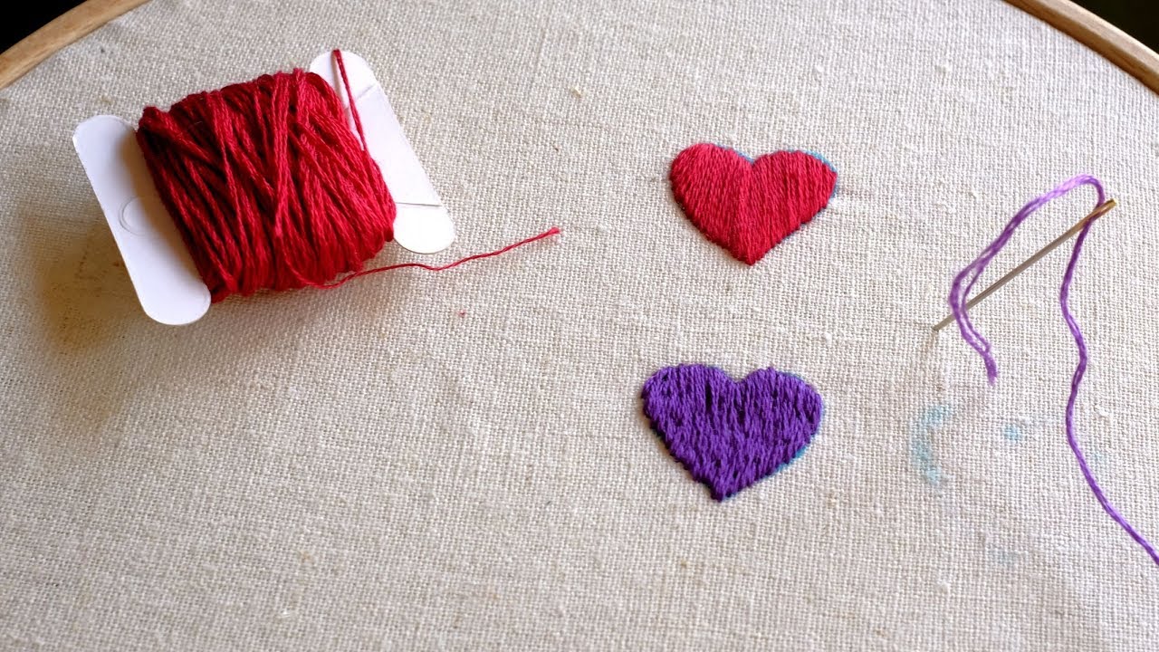 用4种不同针法完成刺绣爱心教程 | Embroider a heart with 4 different stitches