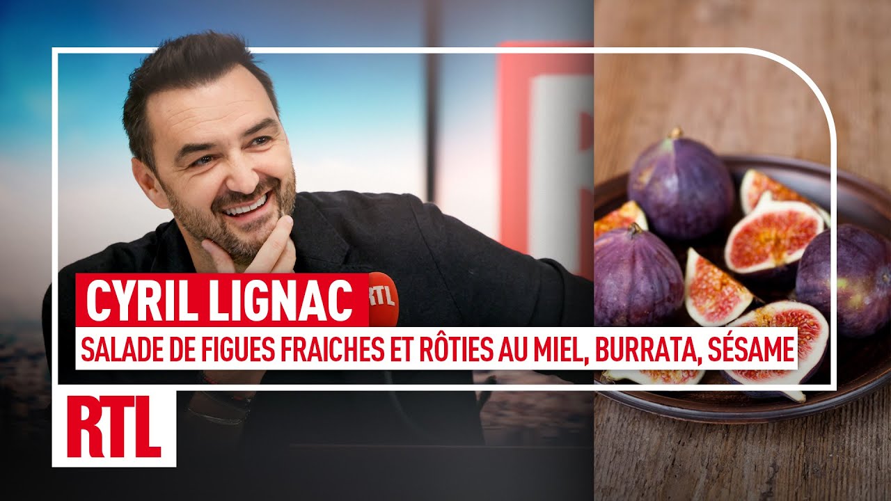Cyril Lignac : salade de figues fraiches et rôties au miel, burrata, sésame