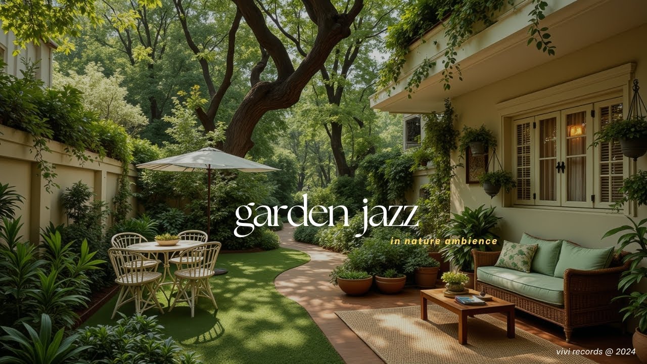 Nature Garden With Soft Jazz - Morning Smooth Jazz & Cafe Ambience for Calm, Relax, Work