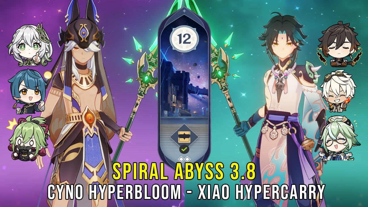 C1 Cyno Hyperbloom and C0 Xiao Hypercarry - Genshin Impact Abyss 3.8 - Floor 12 9 Stars