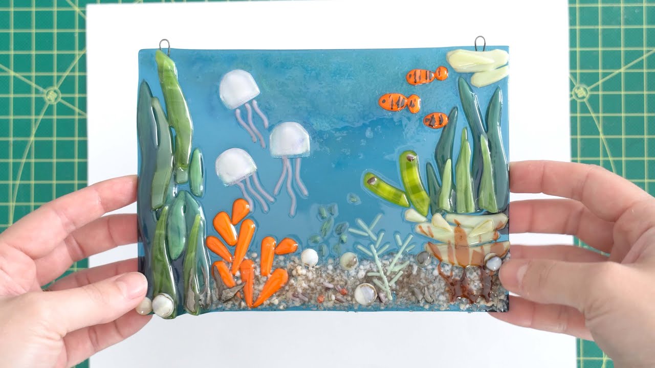 How to Make a Fused Glass Ocean Landscape | Glass Art | Underwater, Fish, Jellyfish