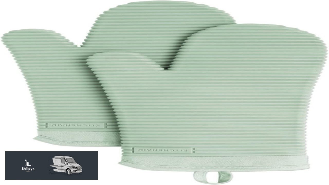 KITCHENAID Ribbed Soft Silicone Oven Mitt 2 Pack Set 7.5