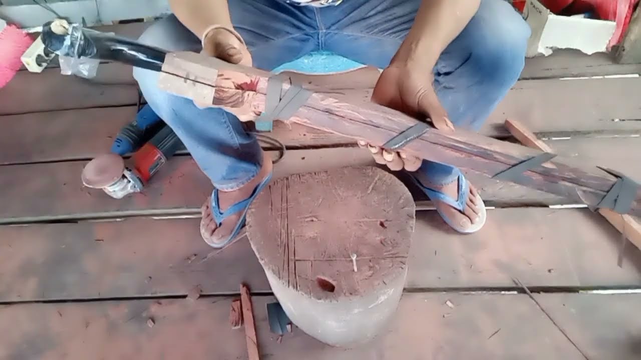 Cara membuat sarung golok || dengan menggunakan bahan kayu bila bila 