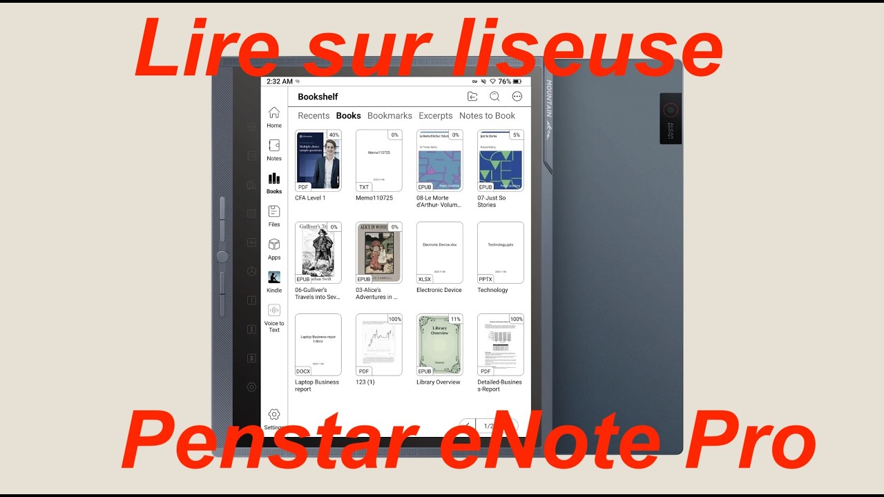 Lire sur liseuse   Penstar eNote Pro
