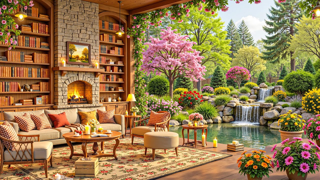 Warm Jazz Vibes ☕ Spring Retreat with Books & Nature ☕ Relaxing Jazz Coffee for Cozy Morning