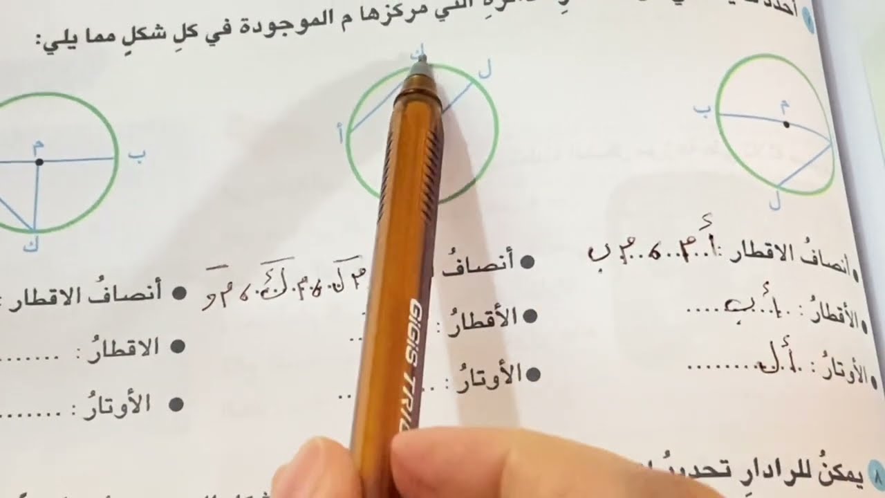الدائرة وعناصرها رياضيات الصف السادس الابتدائي المنهج الجديد فقرة احل ص ١٥١ .ست مريم