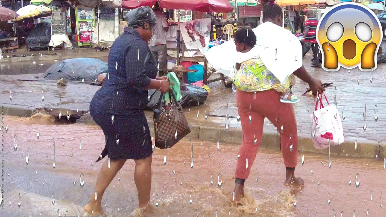 RAINS IN AFRICA COMMUNITY STREET MARKET GHANA ACCRA