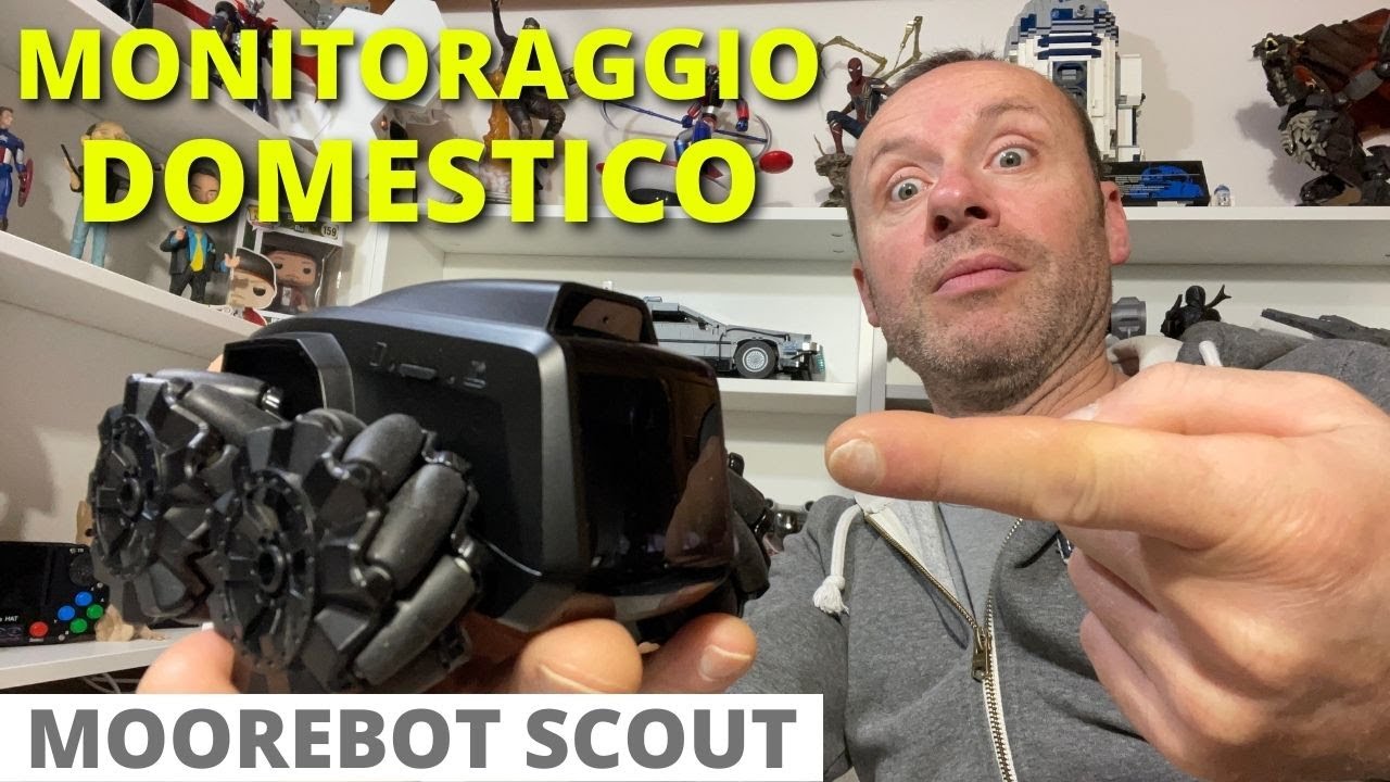 MINI ROBOT AUTONOMO PER MONITORAGGIO DOMESTICO CON TELECAMERA A 1080p 4 RUOTE MOTRICI MOOREBOT SCOUT