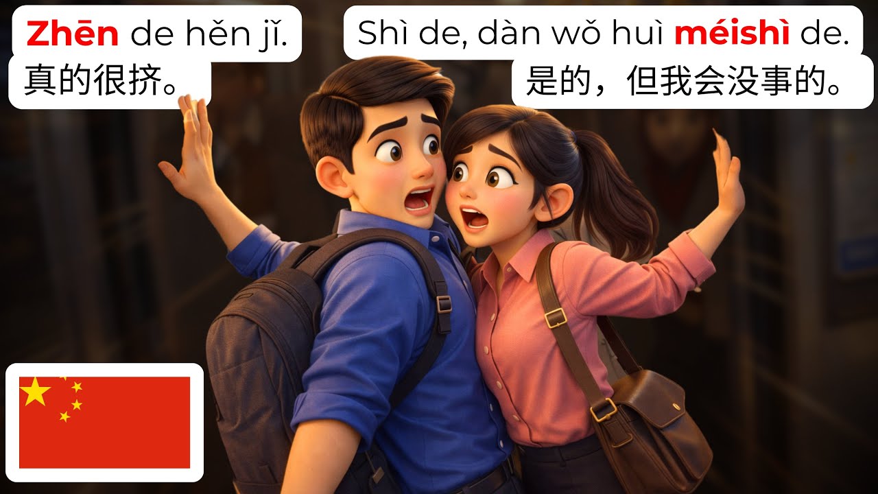 🚇 15个日常中文拥挤地铁对话 | HSK 1-2级