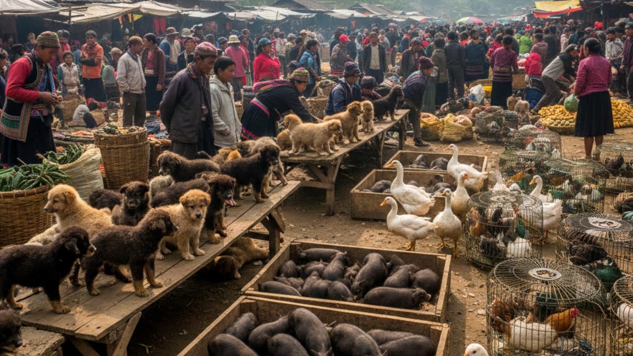 You Will Be Surprised by the Market Selling Huge Numbers of Pigs and Dogs in Northern Vietnam