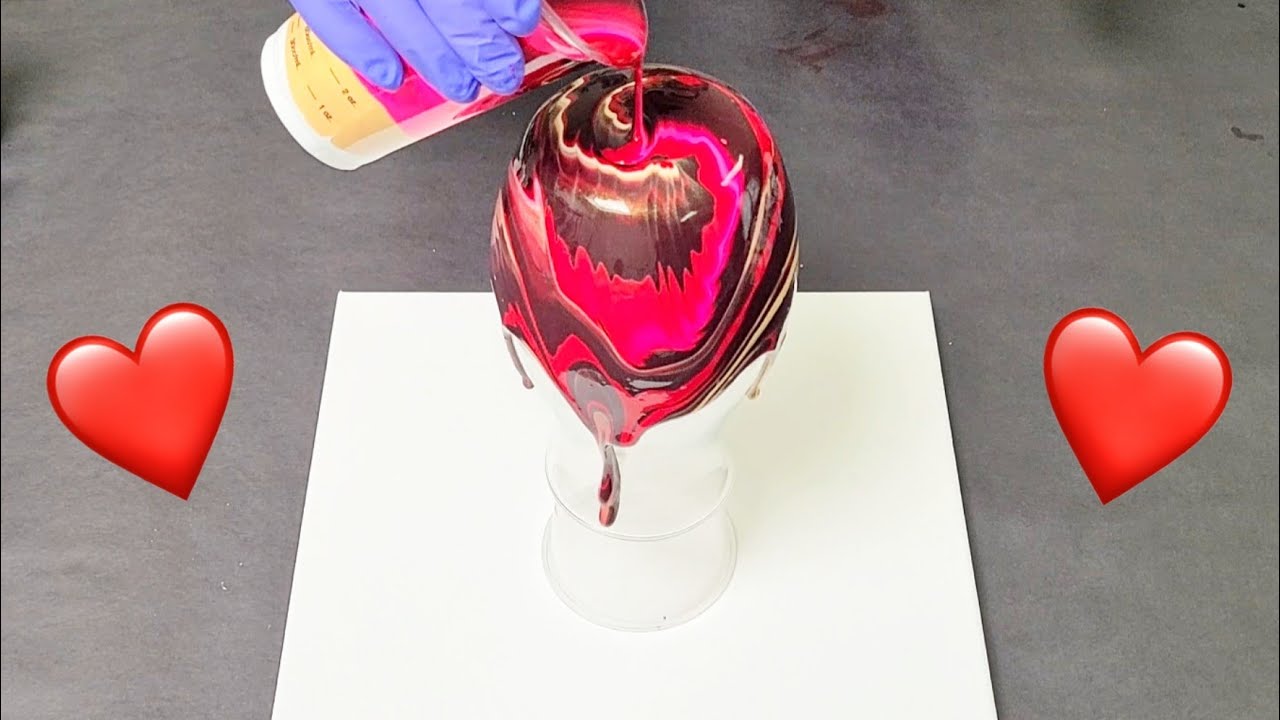 Valentine's Day Acrylic Pour on a Vase