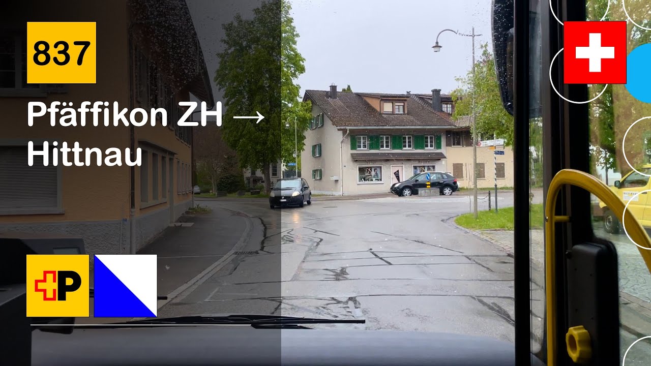 [4K] 🇨🇭 Cab Ride: POSTAUTO ZÜRICH | 837: Pfäffikon ZH → Hittnau | MAN Lion's City NG 363