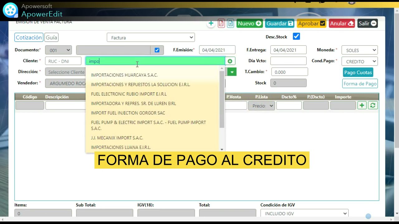 Facturaci&oacute;n Electr&oacute;nica | Al Contado & Cr&eacute;dito y Tabla de Cuotas | B&Uacute;HO SOFTWARE
