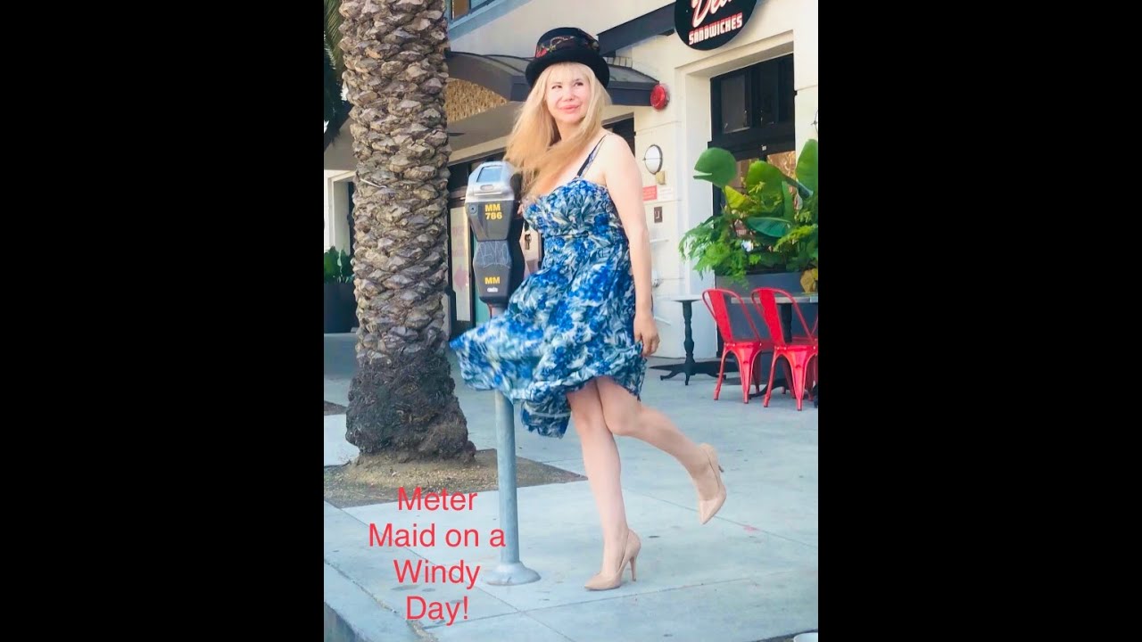 Windy day being a meter maid