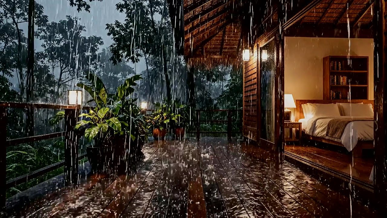 Rain Sounds at Night for Sleep, Relaxation and Anxiety Relief - Balcony Rain
