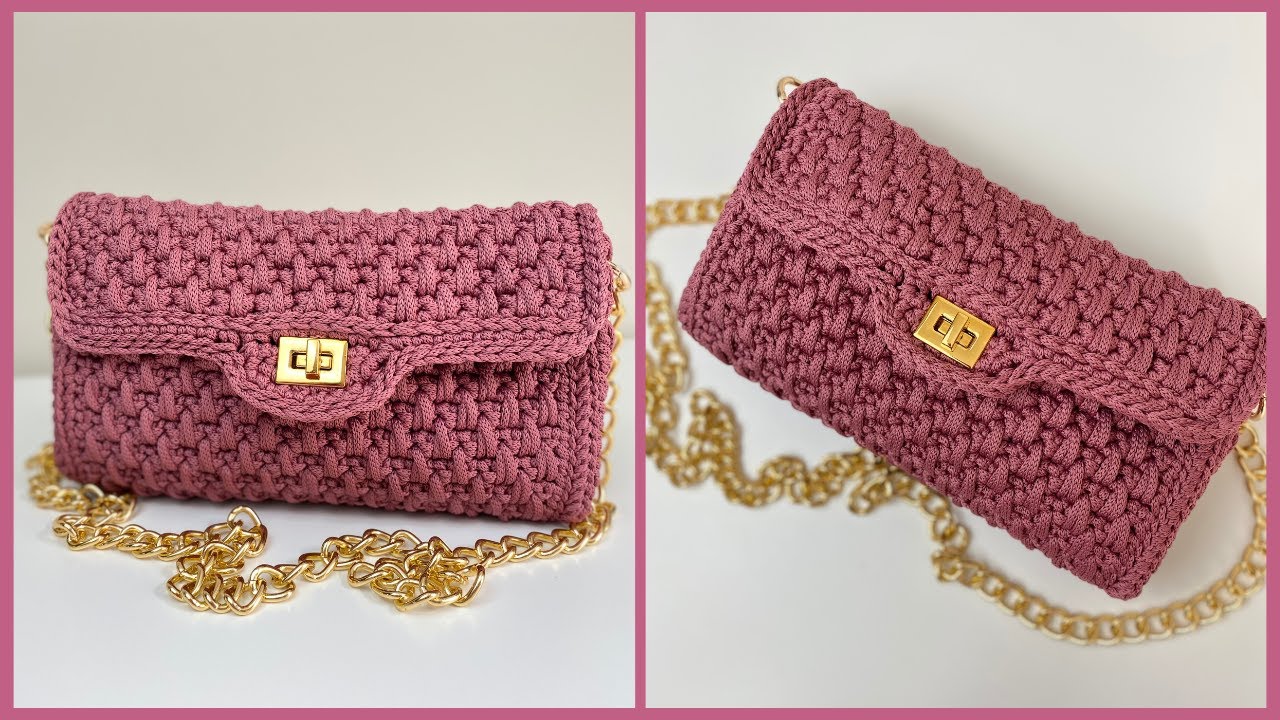 BOLSA DE CROCHÊ COM FECHO TORNIQUETE