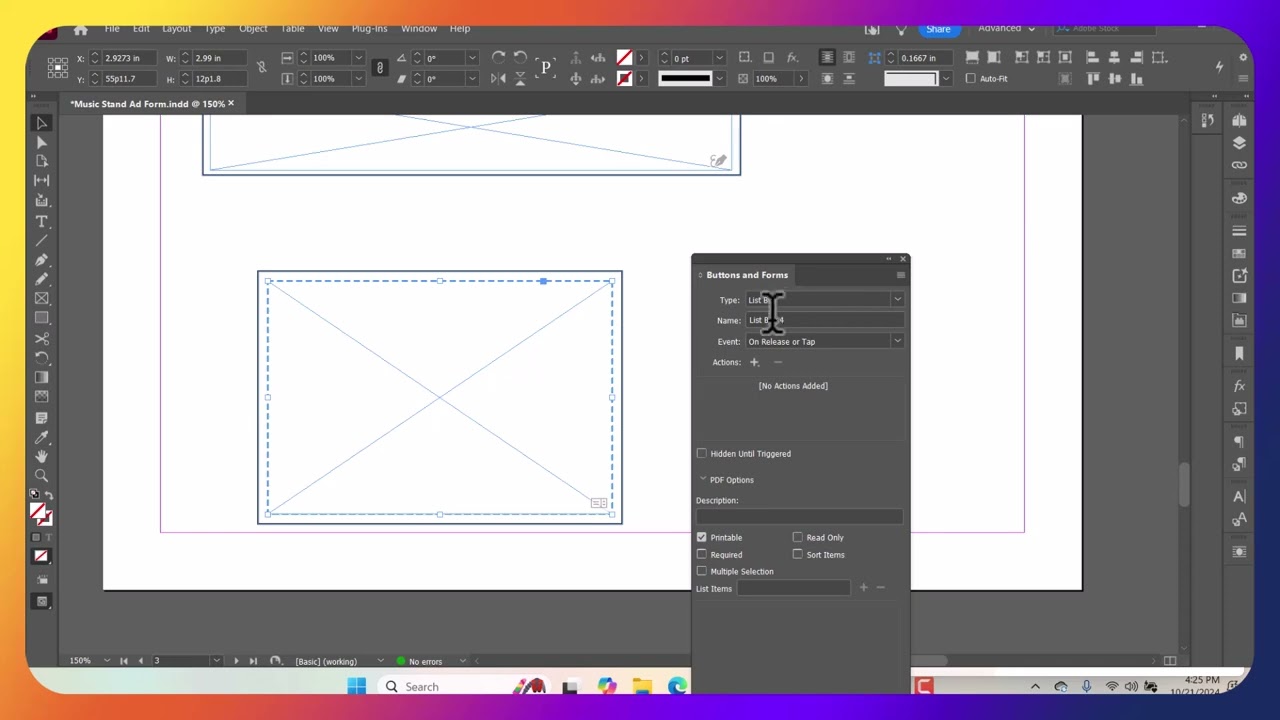 Adobe InDesign List Box for Interactive PDF's