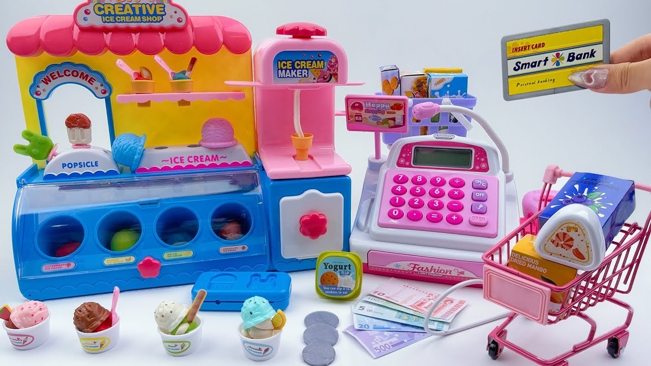 toy asmr | Satisfying Unboxing Play-Doh Ice Cream Shop & Cash Register ASMR 🍨🍬아이스크림 놀이 언박싱 ASMR