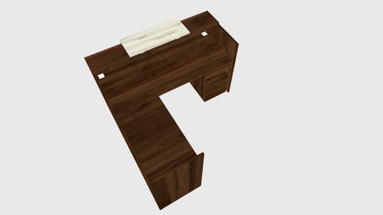 Columbia walnut L-shaped Modular Reception Desk and Wooden Mobile Drawers