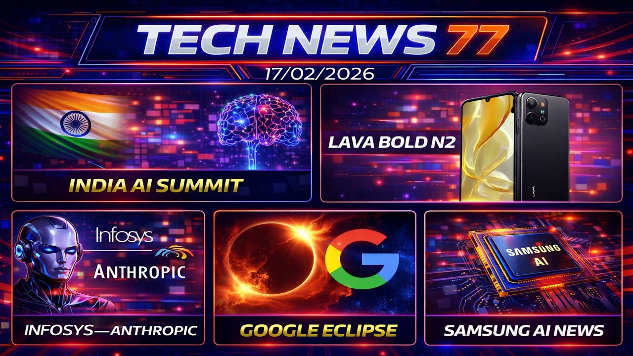 TECH NEWS 77 | INDIA AI SUMMIT | LAVA BOLD N2 | INFOSYS–ANTHROPIC | GOOGLE ECLIPSE | SAMSUNG AI NEWS