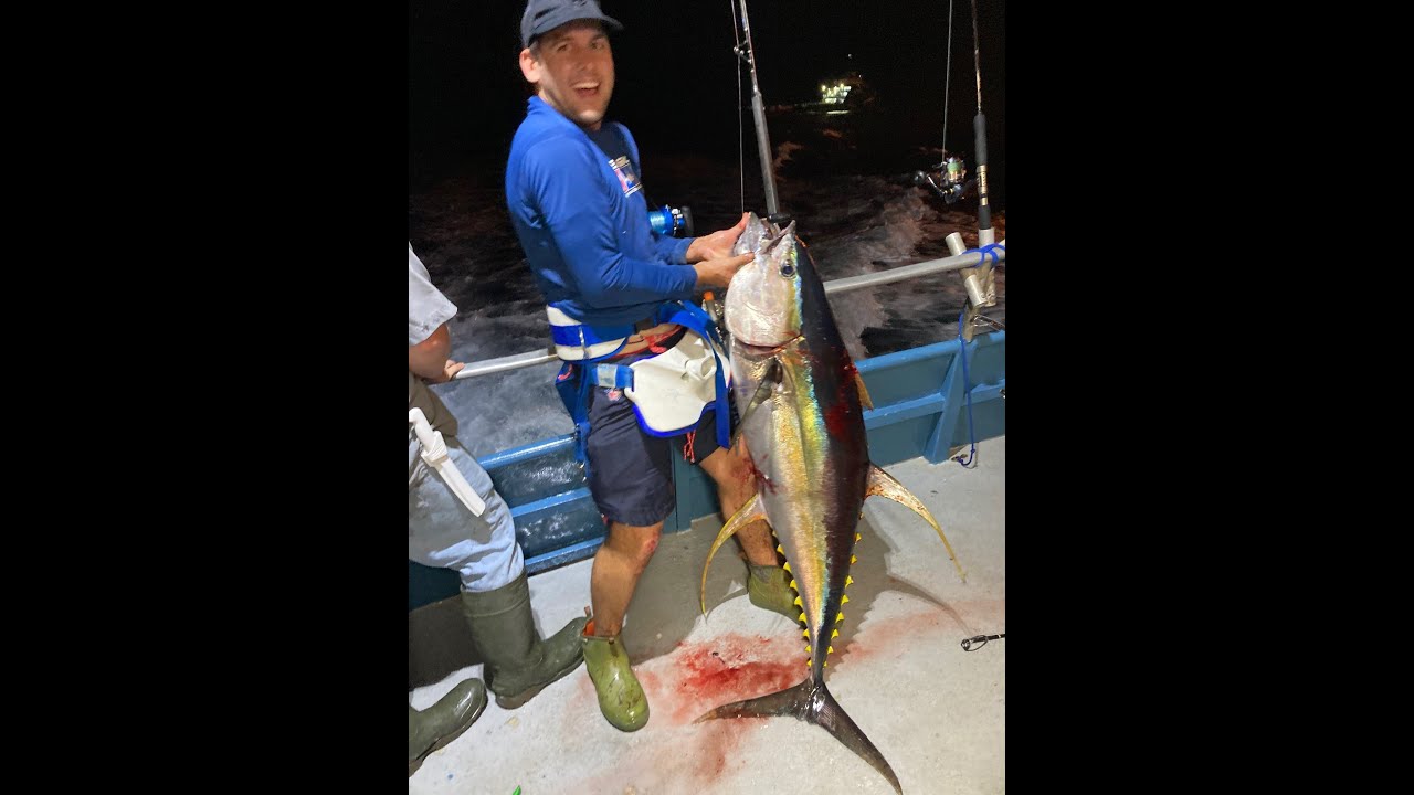 80 Pound Airborn Tuna  - Texas Deep Water Yellowfin Tuna Fishing