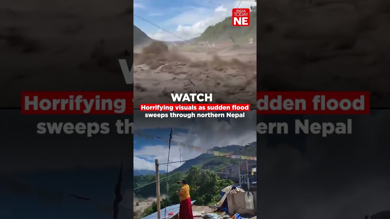 Horrifying visuals as sudden flood sweeps through northern Nepal