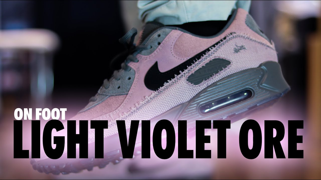 ON FOOT! Nike Air Max 90 Premium Light Violet Ore Iron Grey Black Schopes 4K IQ0612-226