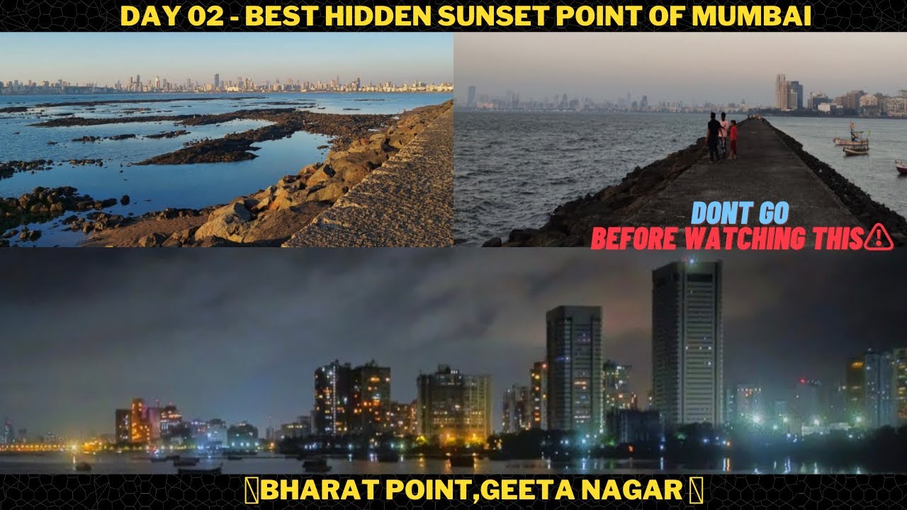 Best Hidden Sunset Point In Mumbai 😍Bharat Point Mumbai 🔒⚠️ #51daysofmumbaidarshan #sunset