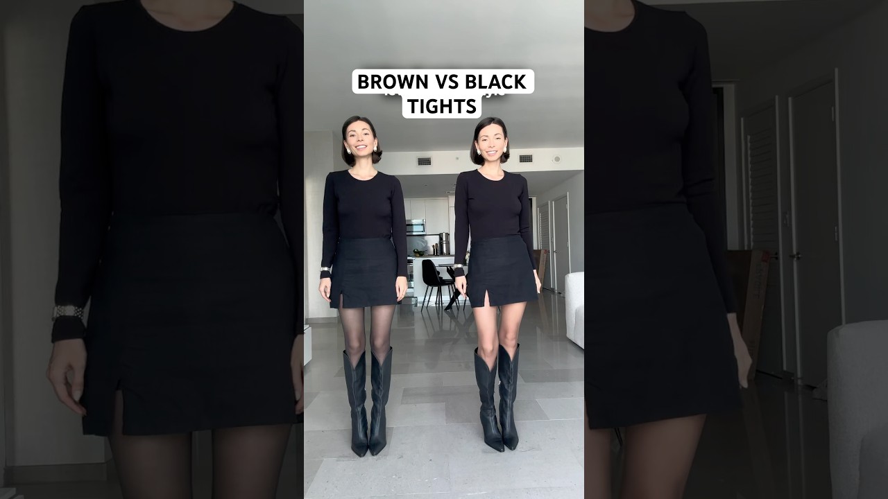 Brown tights VS black tights #fashion #tights #blacktights