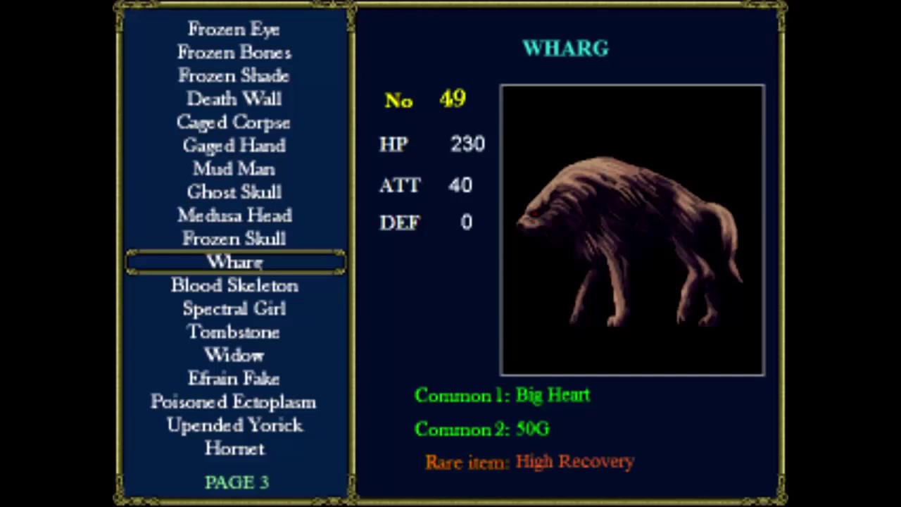 Castlevania Lecarde Chronicles 2 Bestiary