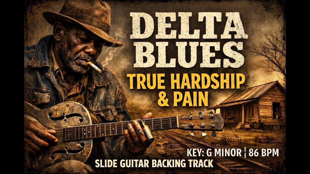 Delta Blues: This Is What TRUE Hardship Sounds Like | Gm Slide Blues Backing Track (86 BPM)
