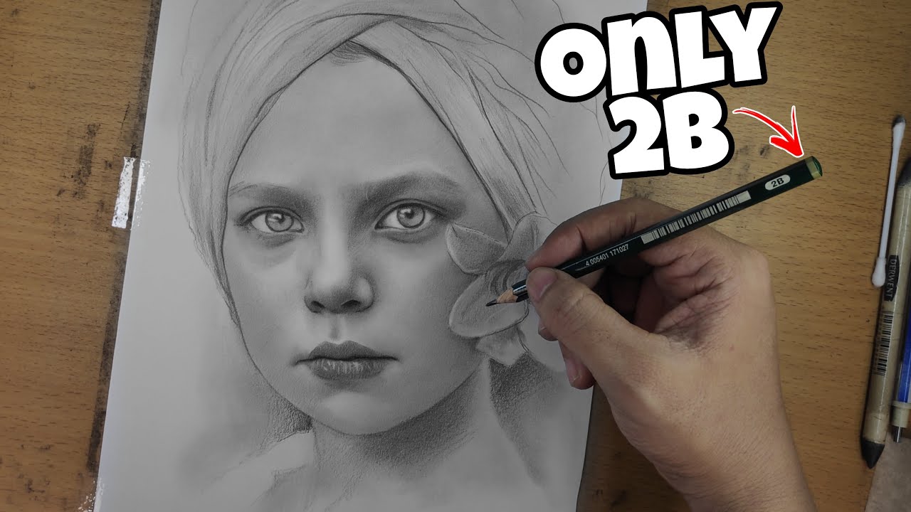 Realistic Portrait Drawing Just a 2B Pencil Graphite
