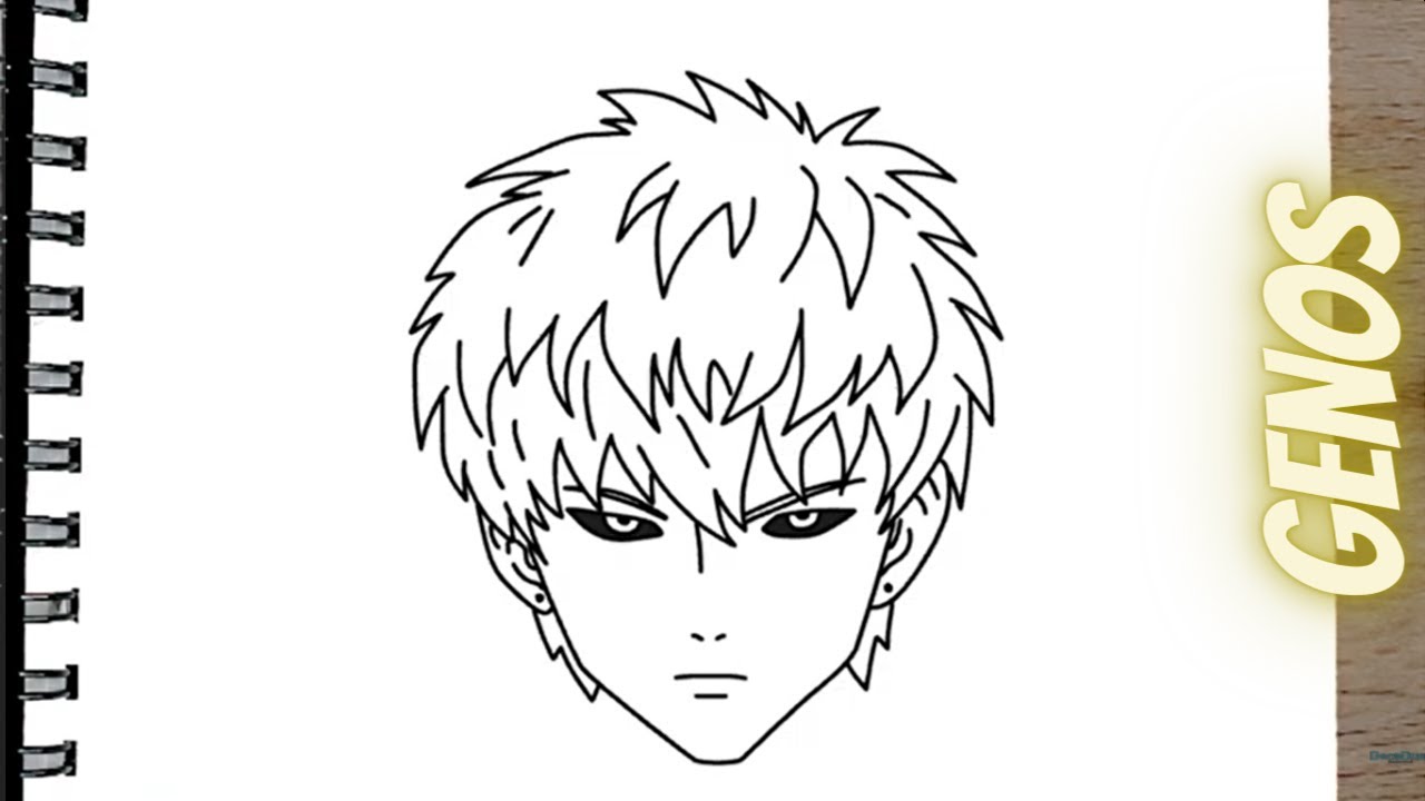 Como dibujar a GENOS PASO A PASO fácil de ONE PUCH MAN SOLO ROSTRO