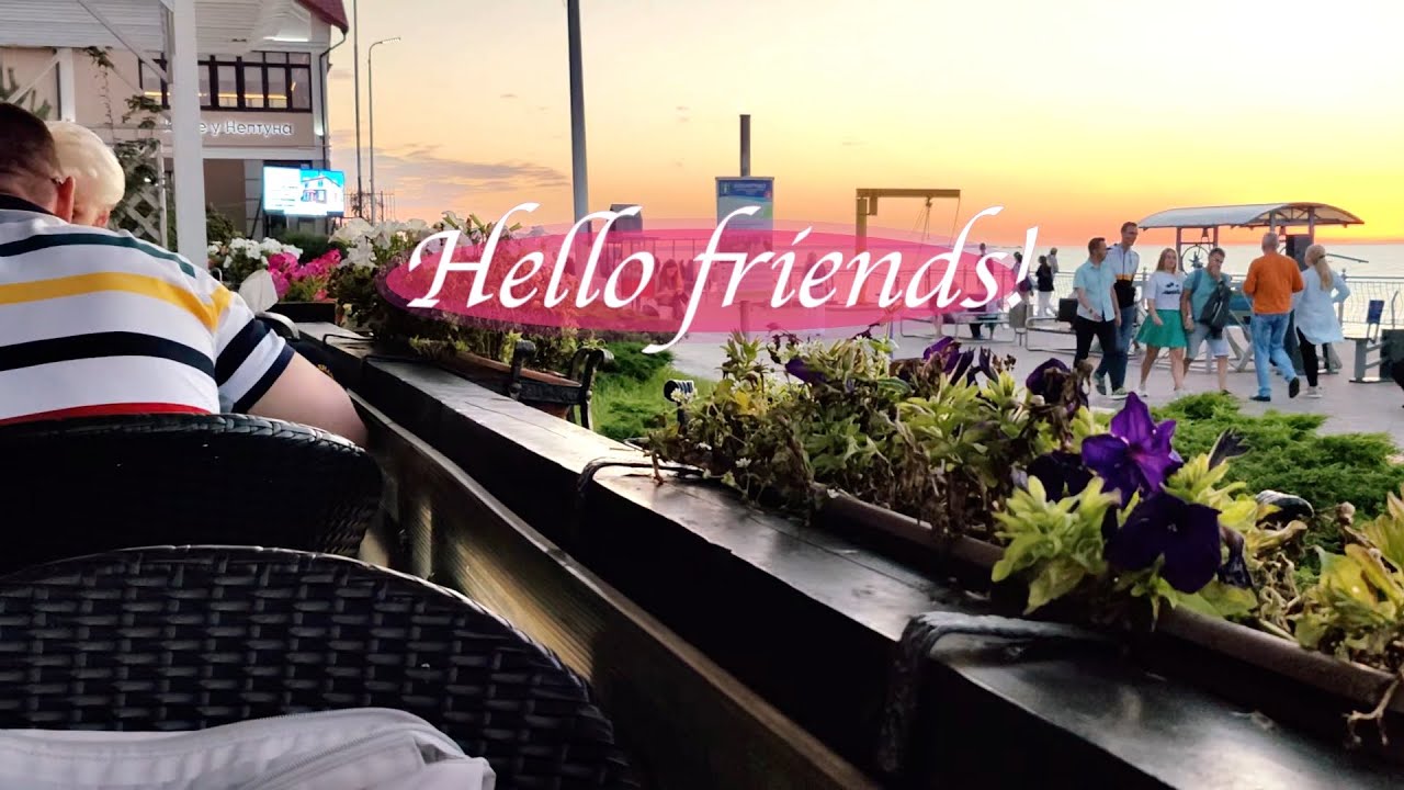 Beach Cafe Ambience with Sunset View | 1h+ Relax and Meditation | no loops | no editing | 21:9