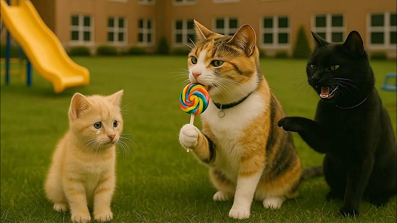 Kitten Sister Was Afraid of Thunderstorms, Ginger and Cat Friends Helped Kitten Be Happy Again