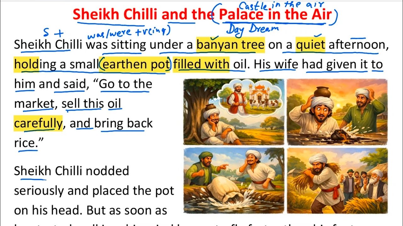 Sheikh Chilli and the Palace in the Air l Short story Reading in Bangla |Learn English through Story