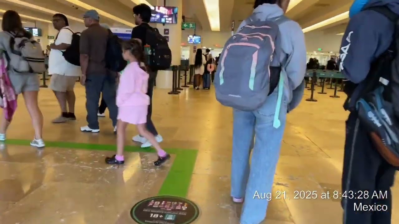 Airplane to Immigration to Baggage Claim to Taxi at Cancún Int Airport, Mexico, Aug 21, 2025