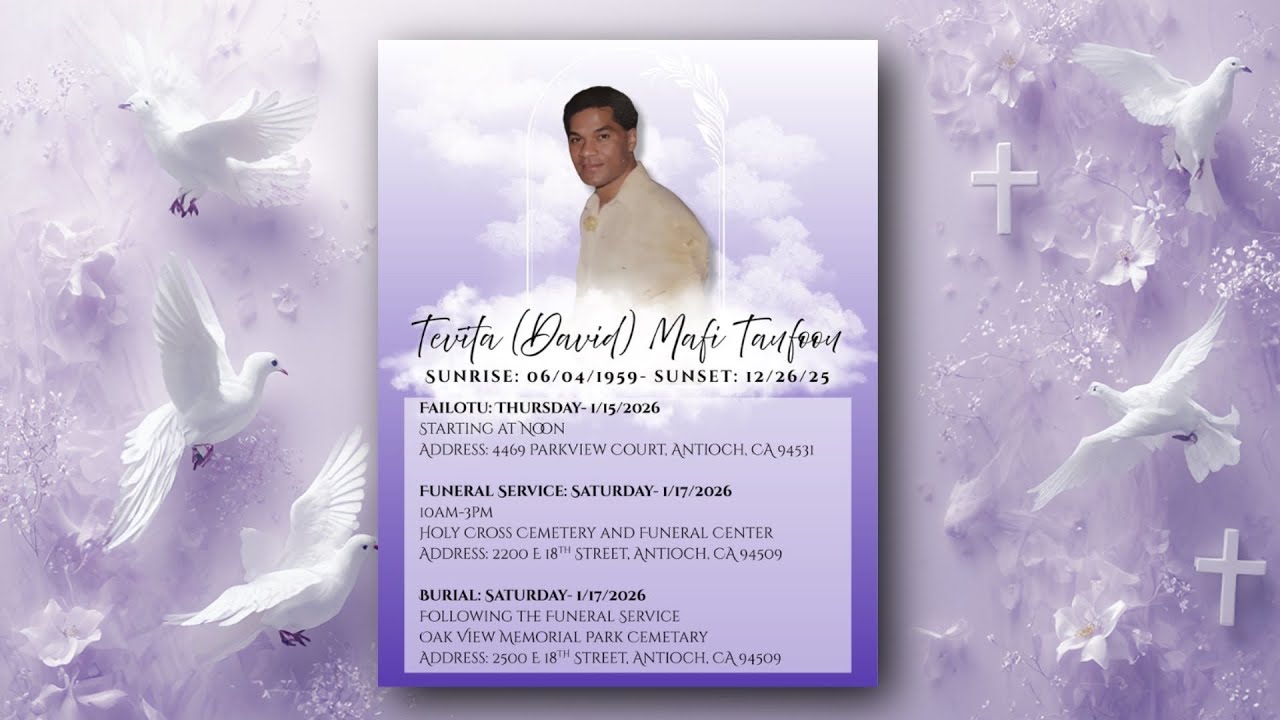 The Loving Remembrance: Chaplin Tevita (David) Mafi Taufoou. Antioch, CA. USA