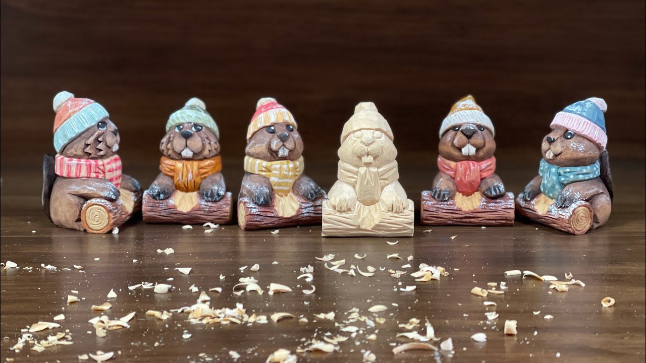 비버 목각인형 조각하기 Carve a little beaver