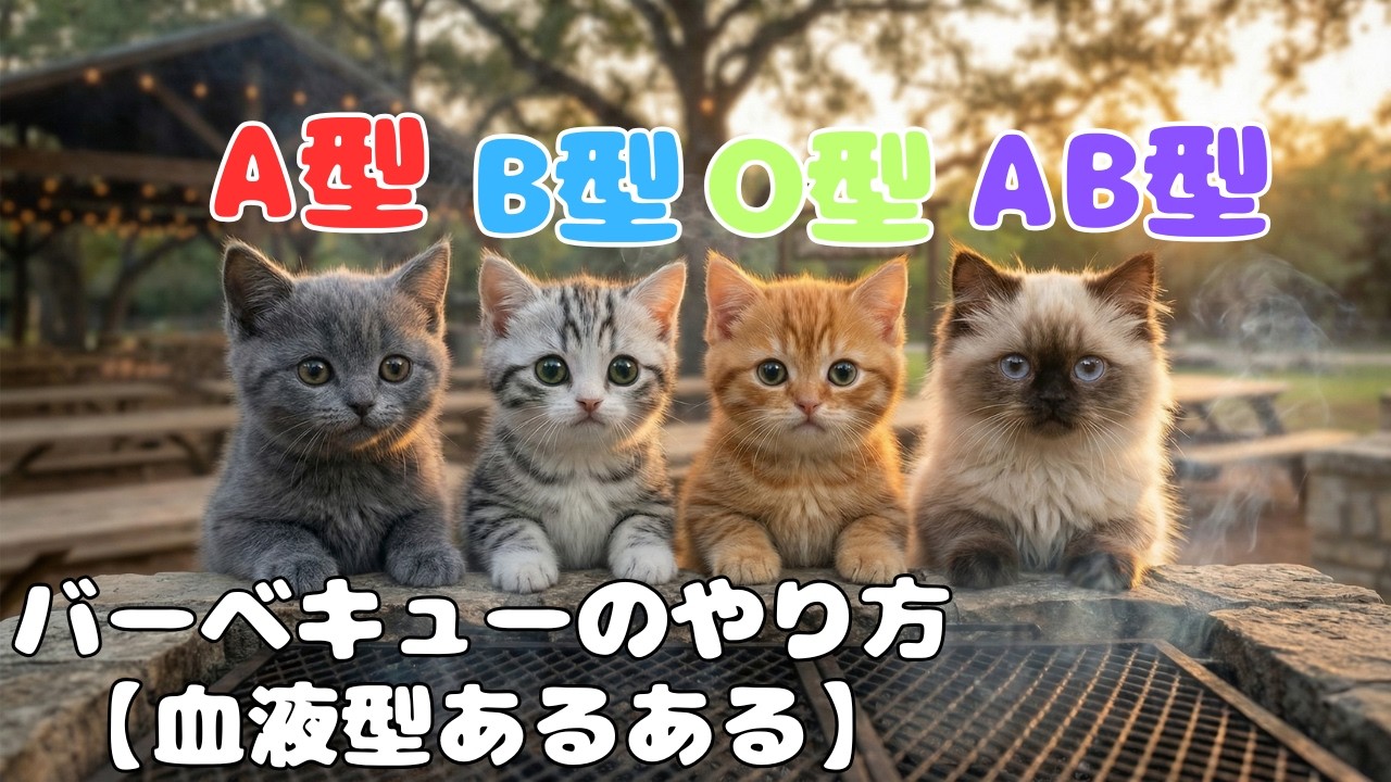 【血液型あるある】 AI猫のバーベキューのやり方！あなたはどのタイプ？🐈