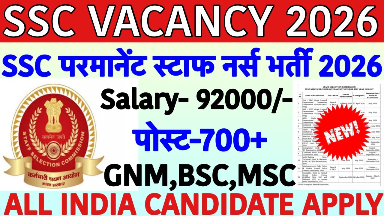 SSC Nursing Officer Recruitment 2026💐SSC Staff Nurse Vacancy 2026💐Staff Selection Commission|Nurse