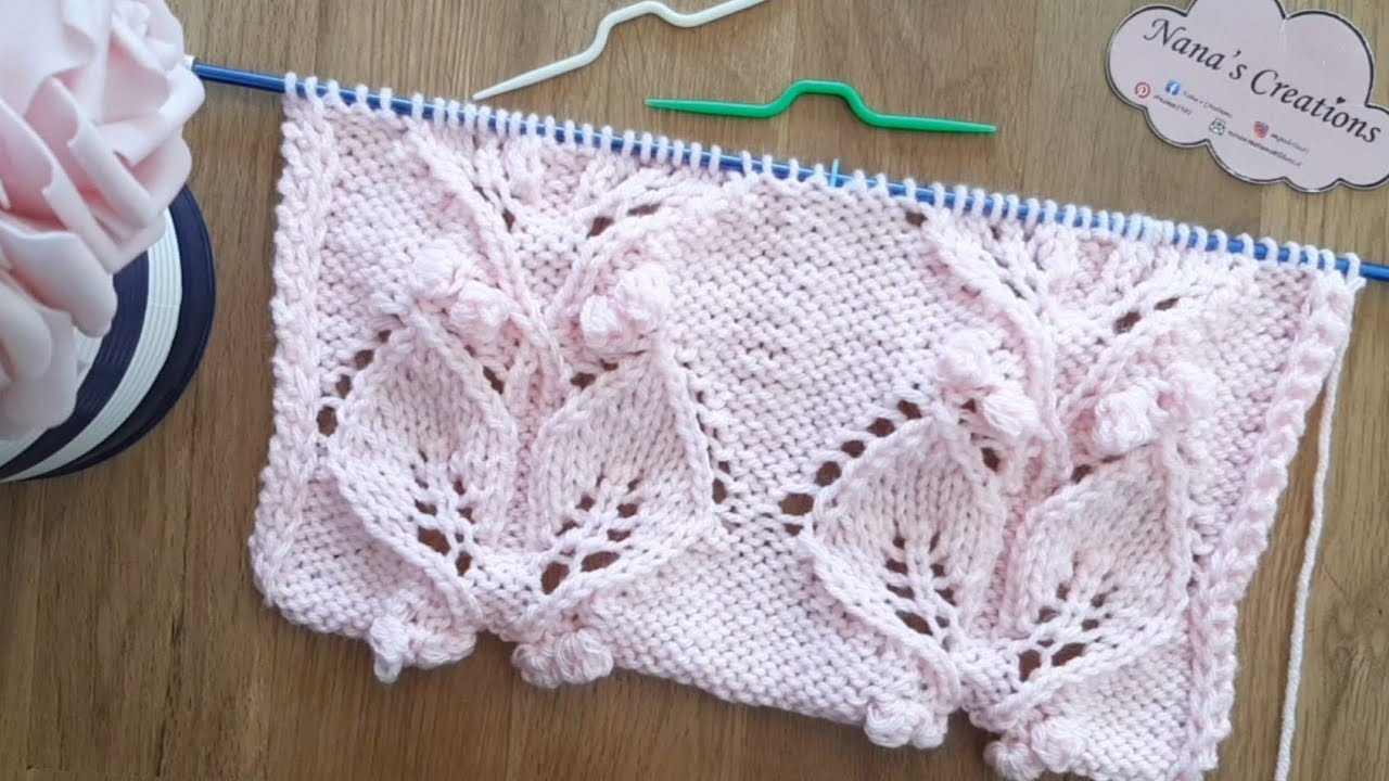 Motivo foglie ai ferri n°773 / knitted leaf motif /Motivo de hoja de punto