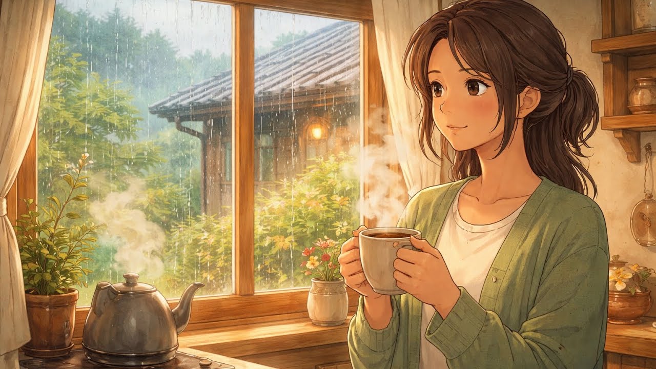 Morning Rain on the Tin Roof | Ghibli Style ASMR Slow Living Story #GhibliStyle