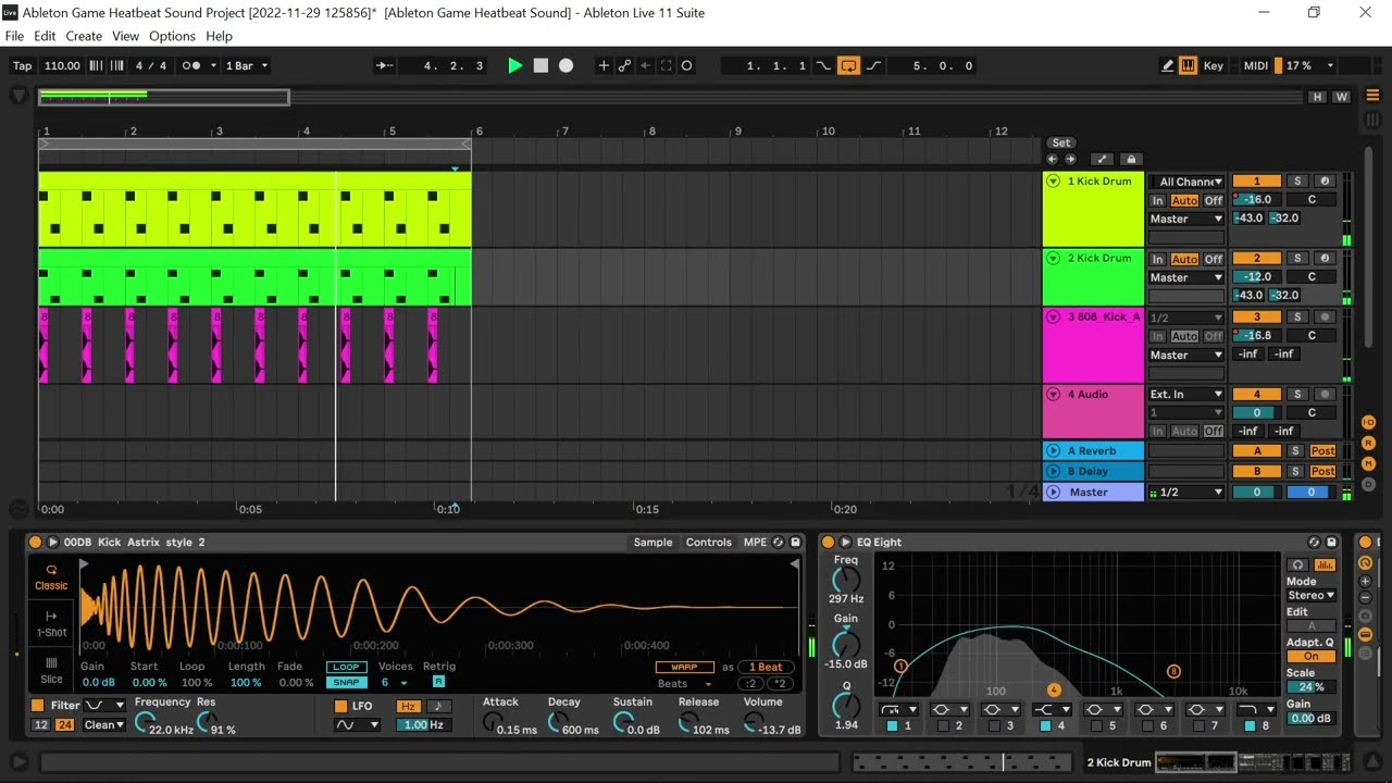 Audio For Games = Audio Visual Commentary of Sound Design produced in Ableton Live 11.1