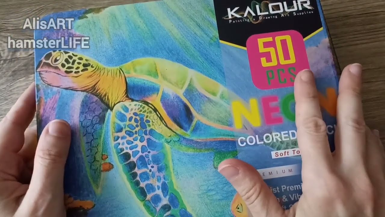 KALOUR NEON карандаши | Распаковка | Обзор | Тест на разных типах бумаги | Алиэкспресс | eng dubbing